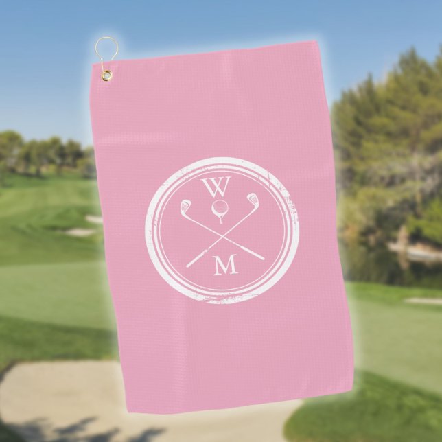 Personalisiertes Monogramm Feminine Pink Golfhandtuch (Personalized Monogram Feminine Pink Golf Towel)