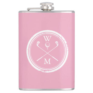 Personalisiertes Monogramm Feminines Rosa Golf Flachmann