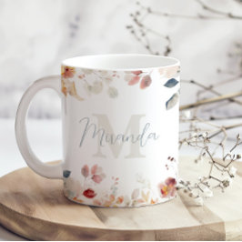 Personalisiertes Monogramm Floral Kaffeetasse