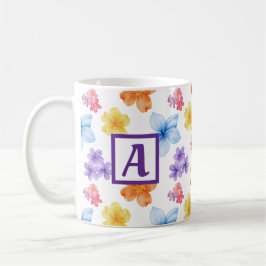 Personalisiertes Monogramm Floral Muster Kaffeetasse
