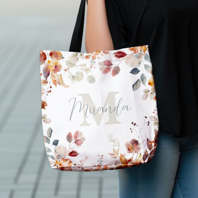 Personalisiertes Monogramm Floral Tasche (Personalized Monogram Floral Tote Bag)