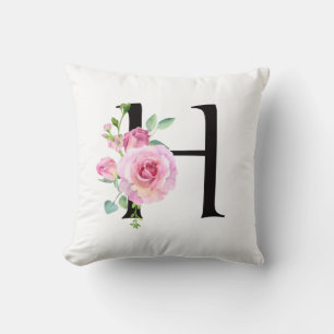 Personalisiertes Monogramm Florales Anfangs-H-Kiss Kissen