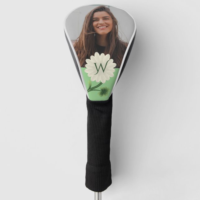Personalisiertes Monogramm Foto Floral Daisy Golf Headcover (Vorderseite)