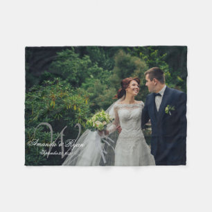 Personalisiertes Monogramm-Foto-Geschenk zur Hochz Fleecedecke