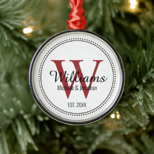 Personalisiertes Monogramm frisch gezogenes Rotmil Ornament Aus Metall