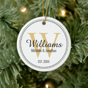 Personalisiertes Monogramm, frisch verheiratetes G Keramik Ornament