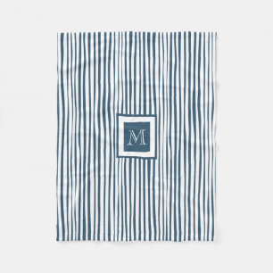 Personalisiertes Monogramm für den blauen Streife Fleecedecke