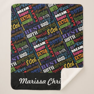 personalisiertes Monogramm für die 80. Geburtstags Sherpadecke