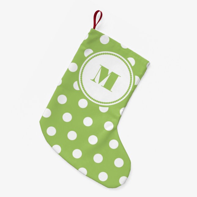 Personalisiertes Monogramm für die grünen weißen P Kleiner Weihnachtsstrumpf (Vorderansicht (hängend))