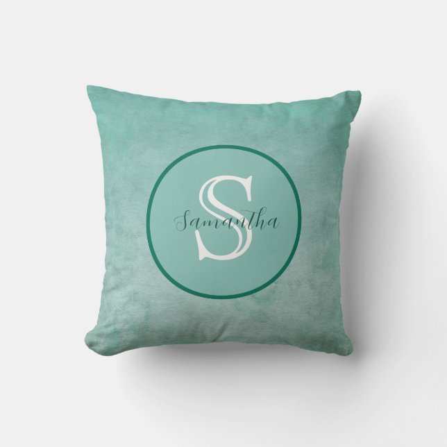 Personalisiertes Monogramm für grüne Farbe Kissen (Vorderseite)