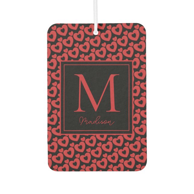 Personalisiertes Monogramm für rote und schwarze H Autolufterfrischer (Vorderseite)