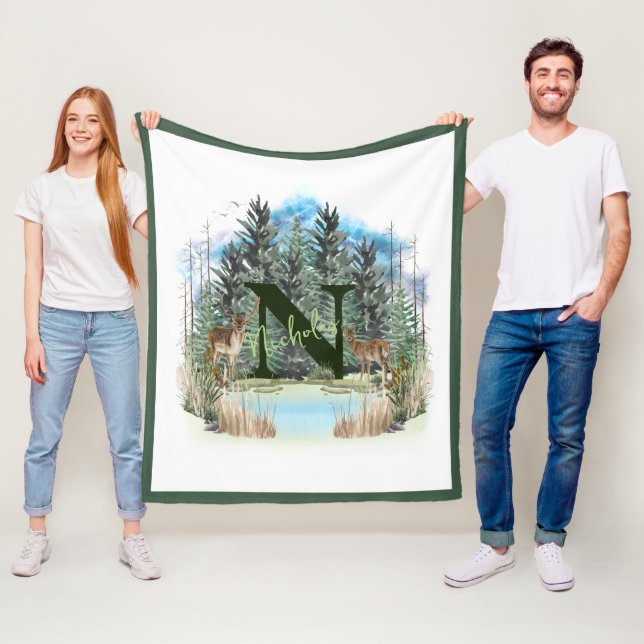Personalisiertes Monogramm für Wasserfarben Buchst Fleecedecke (Beispiel)