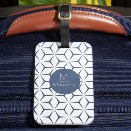 personalisiertes Monogramm geometrisch blau Gepäckanhänger