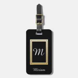 Personalisiertes Monogramm-Geschäfts-Goldschwarzes Gepäckanhänger