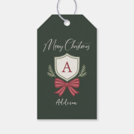 Personalisiertes Monogramm gestreiftes Band Frohe Geschenkanhänger