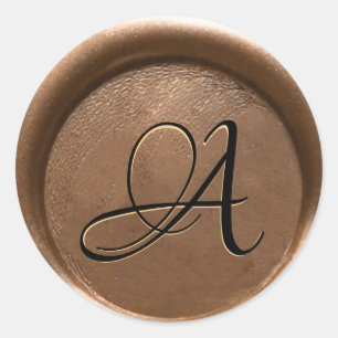 *~* PERSONALISIERTES Monogramm GOLD Black Wax Sieg Runder Aufkleber