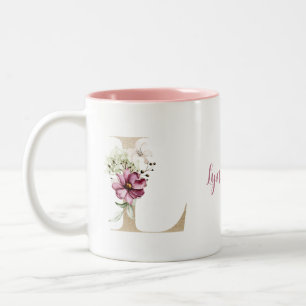 Personalisiertes Monogramm Gold Buchstabe L Rosa B Zweifarbige Tasse
