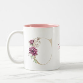 Personalisiertes Monogramm Gold Letter C Rosa Farb Zweifarbige Tasse