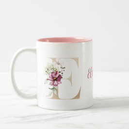 Personalisiertes Monogramm Gold Letter E Pink Zweifarbige Tasse