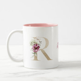 Personalisiertes Monogramm Gold Letter R Rosa Farb Zweifarbige Tasse