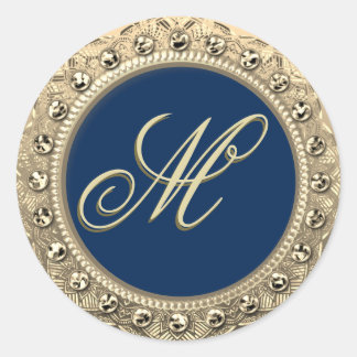 Personalisiertes Monogramm-Gold-Siegel Runder Aufkleber