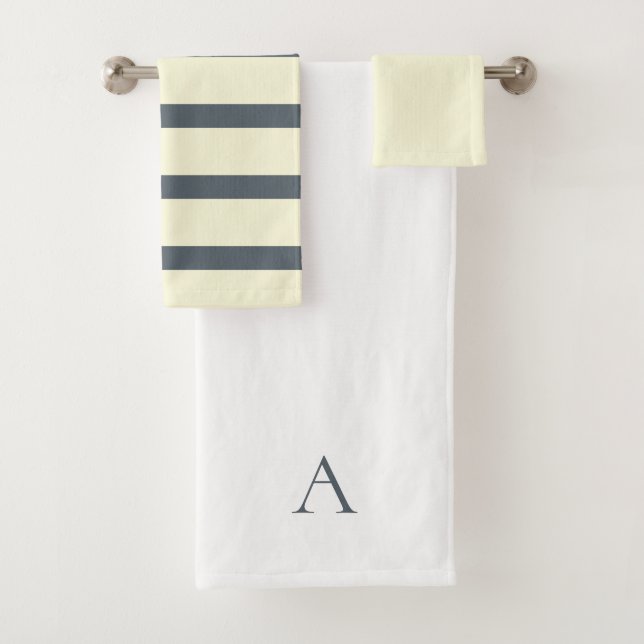 Personalisiertes Monogramm Grün & Gelb Badhandtuch Set (Insitu)