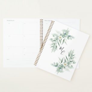 Personalisiertes Monogramm Grüne Foliage  Planer