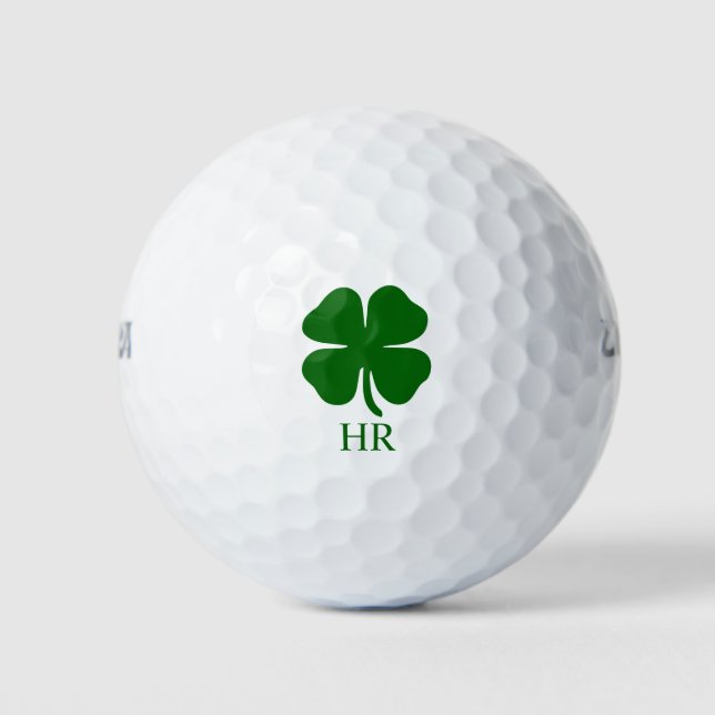 Personalisiertes Monogramm Grüne Klee Golfball (Vorderseite)