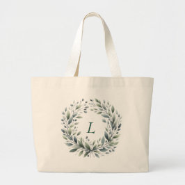 Personalisiertes Monogramm grünes Leaf Totbeutel Jumbo Stoffbeutel