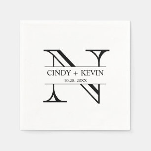 Personalisiertes Monogramm Hochzeitspapier Napkin Serviette