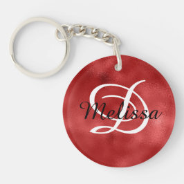 Personalisiertes Monogramm Imitat Dark Red Foil Fo Schlüsselanhänger