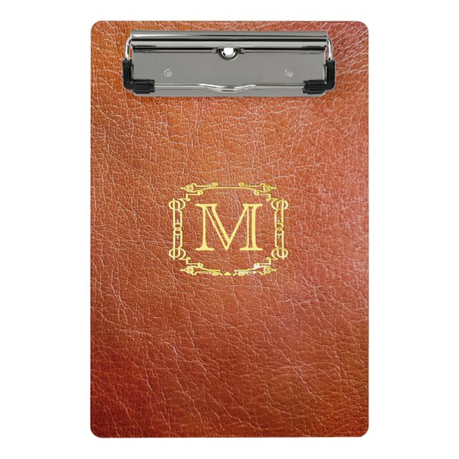 Personalisiertes Monogramm-Imitat-Leder Mini Klemmbrett (Vorderseite)