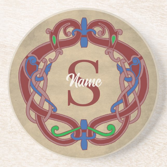 Personalisiertes Monogramm Initial keltisches Desi Getränkeuntersetzer (Vorne)