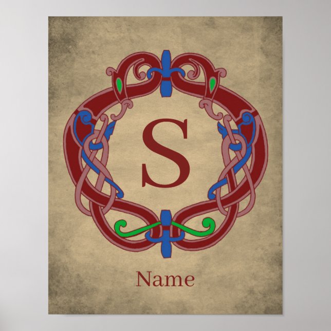 Personalisiertes Monogramm Initial keltisches Desi Poster (Vorne)