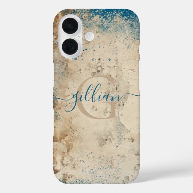 Personalisiertes Monogramm  iPhone 16 Hülle (Rückseite)
