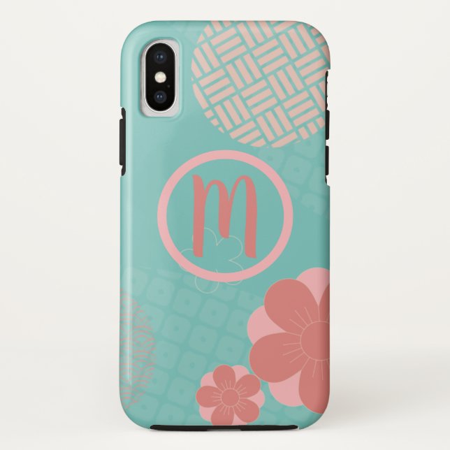 Personalisiertes Monogramm japanisches Muster Case-Mate iPhone Hülle (Rückseite)
