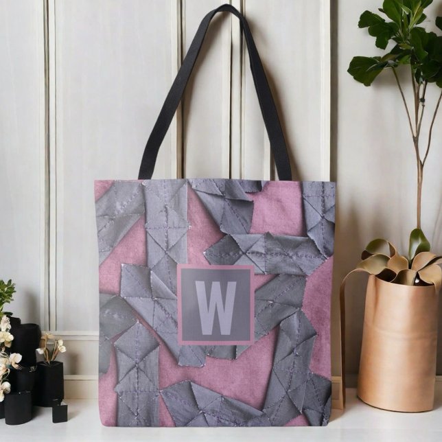 Personalisiertes Monogramm lila geometrisch abstra Tasche (Von Creator hochgeladen)
