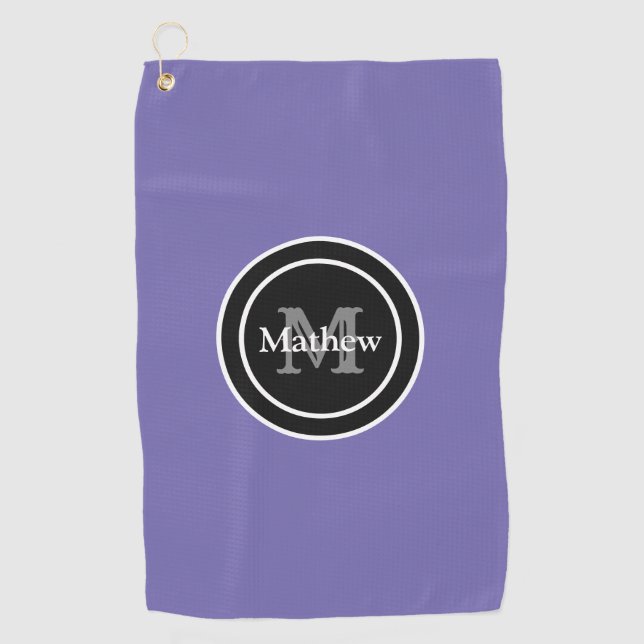 Personalisiertes Monogramm-lila Golf-Tuch Golfhandtuch (Vorderseite)