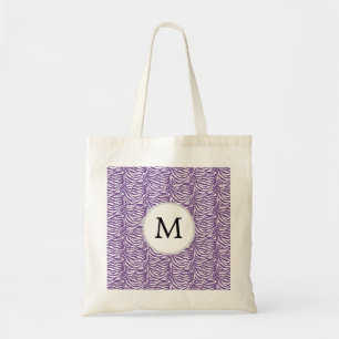 Personalisiertes Monogramm Lila Zebra-Streifen-Mus Tragetasche
