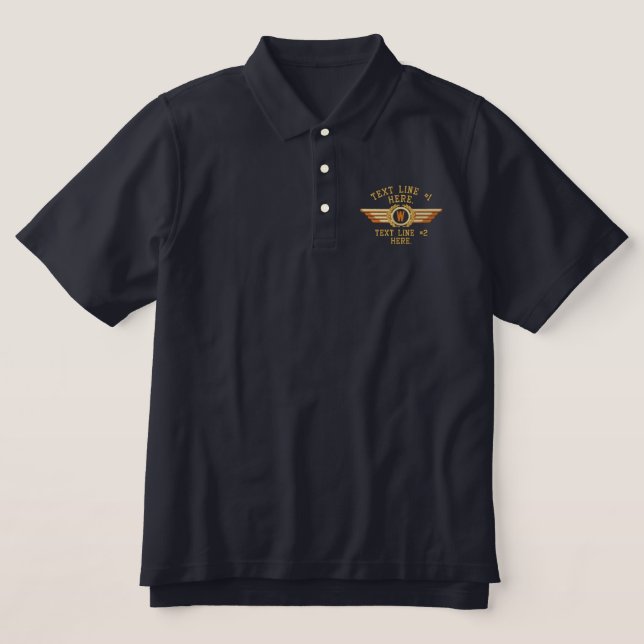 Personalisiertes Monogramm Lorbeer Abzeichen Pilot (Design Vorderseite)