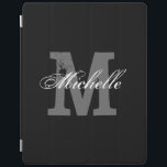 Personalisiertes Monogramm magnetisches iPad iPad Hülle<br><div class="desc">Personalisiertes Monogramm magnetisches iPad Abdeckung | Schwarzes. Nameabdeckung mit mit Monogramm Buchstaben. Vintager und eleganter Skripttypographietext. Nette Geschenkidee für Geburtstag oder Weihnachten. Passend für Mannfrauen und -kinder.</div>