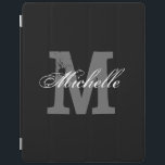 Personalisiertes Monogramm magnetisches iPad iPad Hülle<br><div class="desc">Personalisiertes Monogramm magnetisches iPad Abdeckung | Schwarzes. Nameabdeckung mit mit Monogramm Buchstaben. Vintager und eleganter Skripttypographietext. Nette Geschenkidee für Geburtstag oder Weihnachten. Passend für Mannfrauen und -kinder.</div>