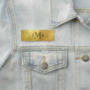 Personalisiertes Monogramm Metallic Gold Namensschild