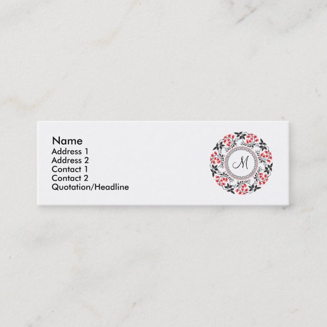 Personalisiertes Monogramm Mini Visitenkarte (Vorderseite)