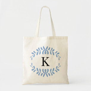 Personalisiertes Monogramm mit hellblauem Kraut Tragetasche