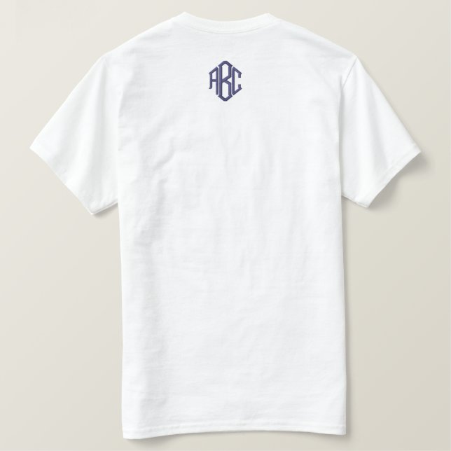 Personalisiertes Monogramm mit Initiale Besticktes T-Shirt (Design Rückseite)