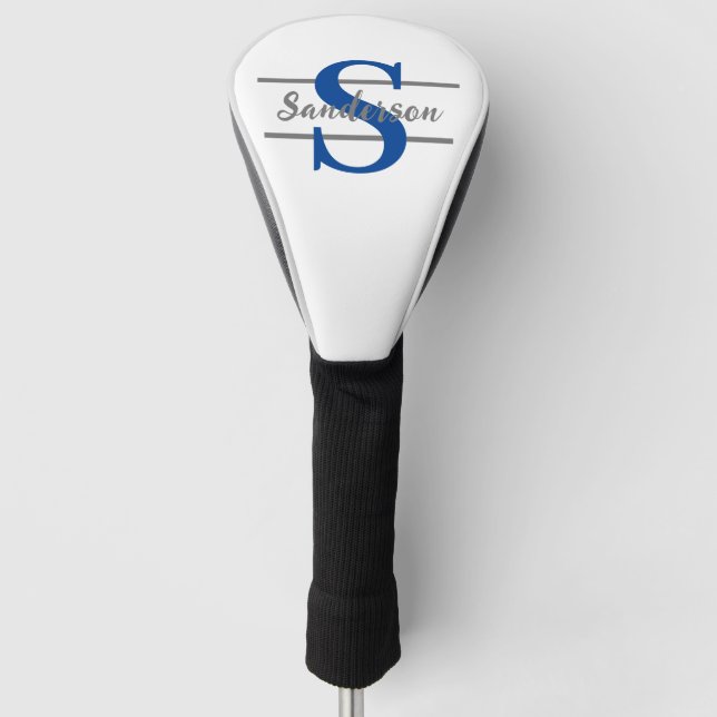 Personalisiertes Monogramm mit Name Blue Grey Men Golf Headcover (Vorderseite)