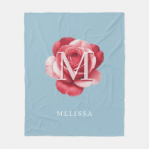 Personalisiertes Monogramm mit rosa Rose und Namen