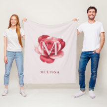Personalisiertes Monogramm mit rosa Rose und Namen