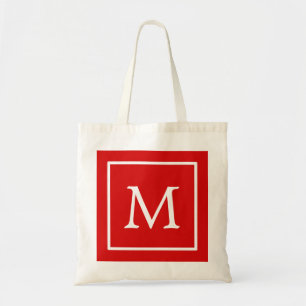 Personalisiertes Monogramm mit rotem und weißem Q Tragetasche